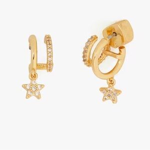 NEW Kate Spade Sparkly Pavé Star Double Mini Hoops Earrings
